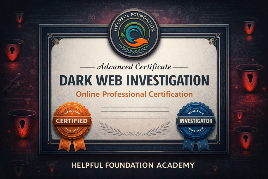 Featured image showing an Advanced Certificate in Dark Web Investigation online professional certification by Helpful Foundation Academy, with a formal certificate design and security-themed visuals.