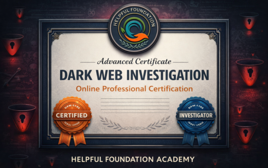 Featured image showing an Advanced Certificate in Dark Web Investigation online professional certification by Helpful Foundation Academy, with a formal certificate design and security-themed visuals.