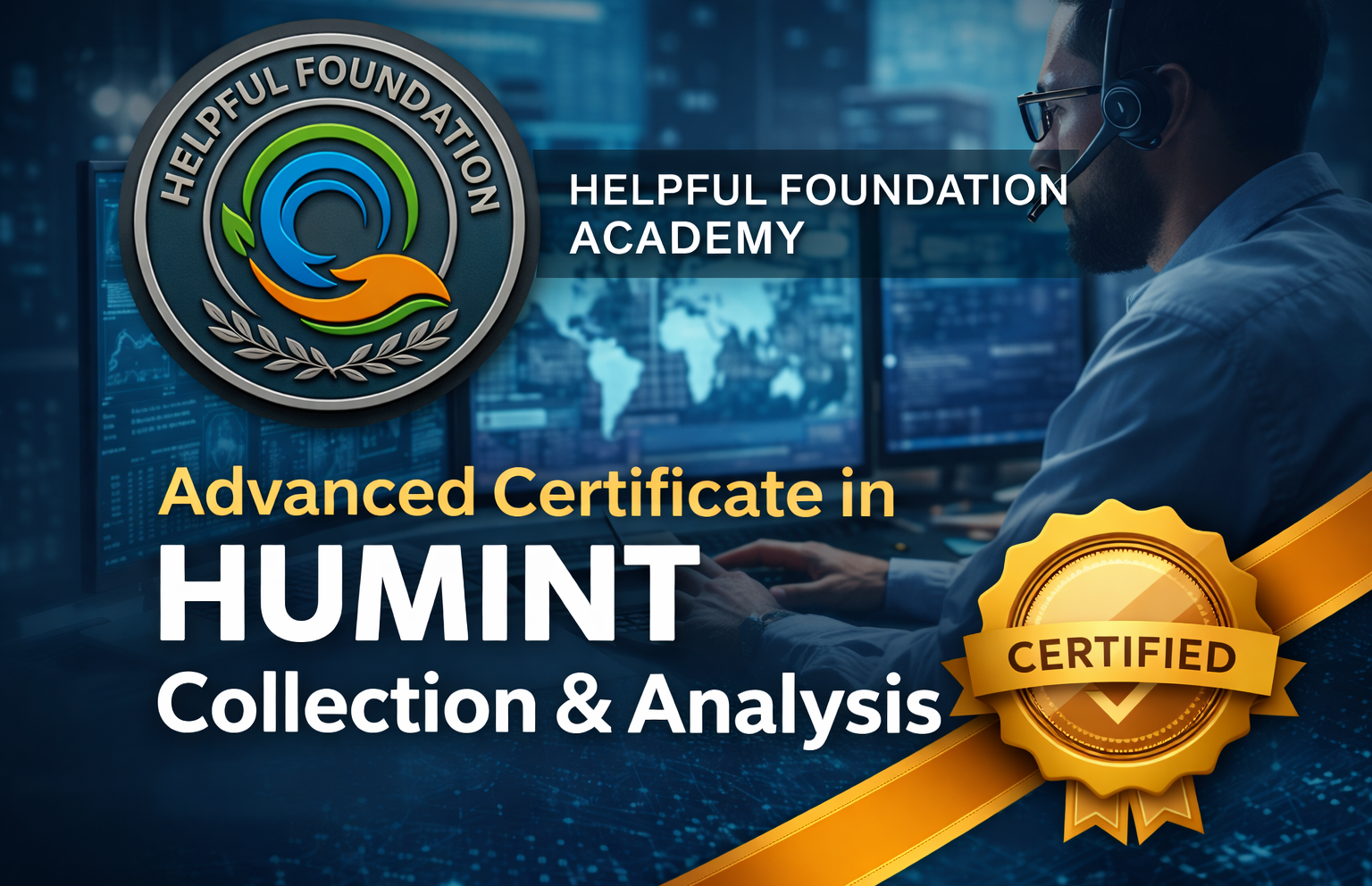 Advanced Certificate in HUMINT Collection and Analysis by Helpful Foundation Academy featuring intelligence analysis and investigation theme