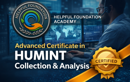 Advanced Certificate in HUMINT Collection and Analysis by Helpful Foundation Academy featuring intelligence analysis and investigation theme