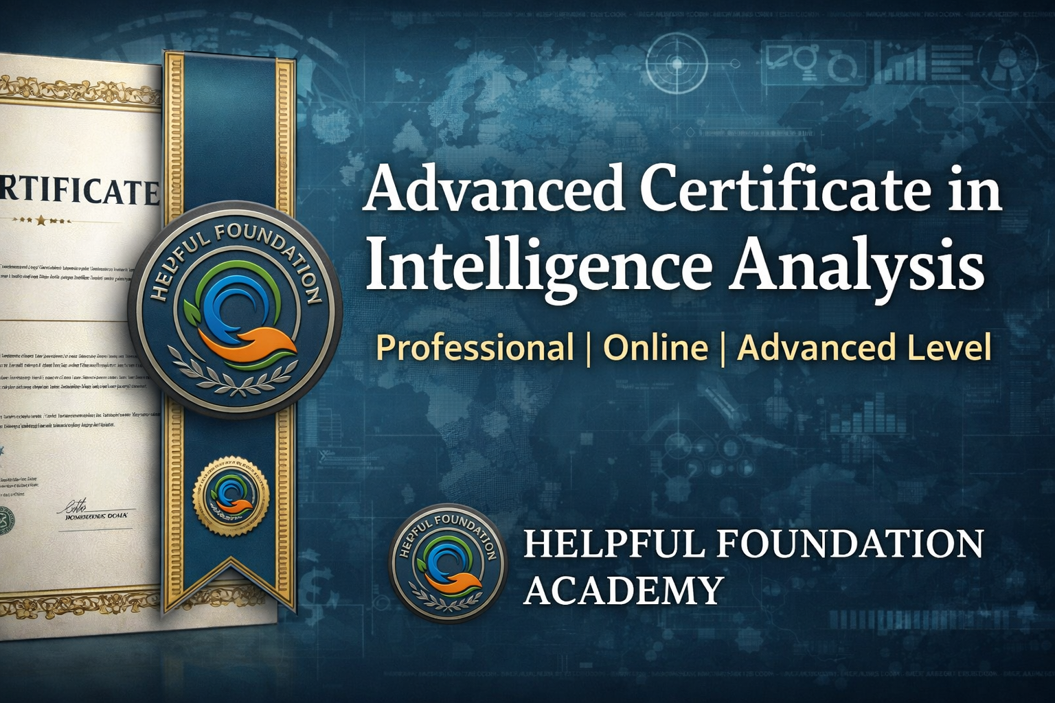 Advanced Certificate in Intelligence Analysis by Helpful Foundation Academy featuring global intelligence analytics and strategic data visualization