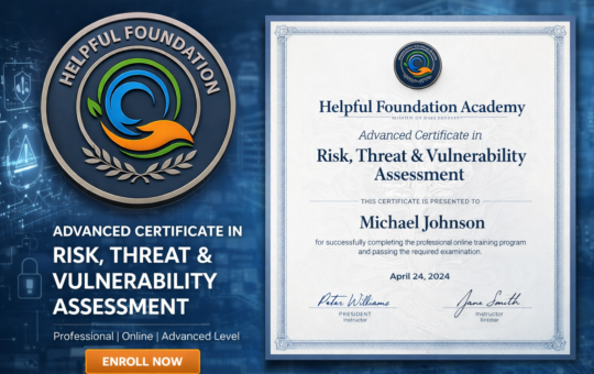 Featured image for Advanced Certificate in Risk, Threat and Vulnerability Assessment by Helpful Foundation Academy, showing official academy logo, cybersecurity visuals, and professional certification design.