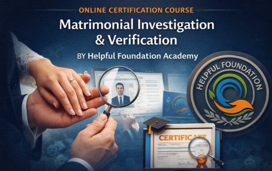 Online Certification Course in Matrimonial Investigation and Verification by Helpful Foundation Academy