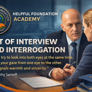 Helpful Foundation Academy course banner showing a professional interview scene symbolizing the art of interview and interrogation skills.